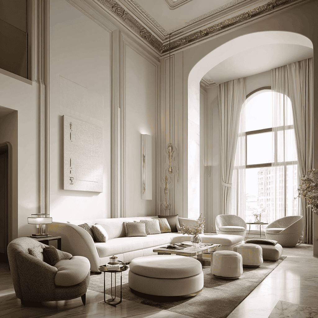 Contemporary sofa with unique geometric patterns and plush cushions
